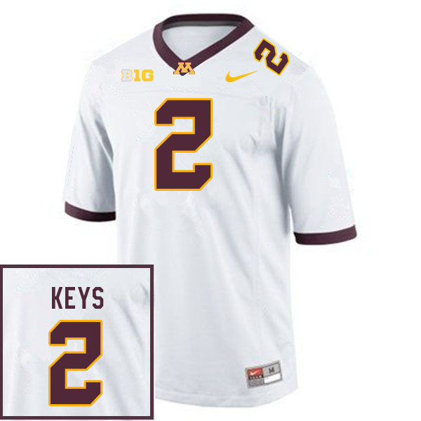 Men #2 Gage Keys Minnesota Golden Gophers College Football Jerseys Sale-White - Click Image to Close